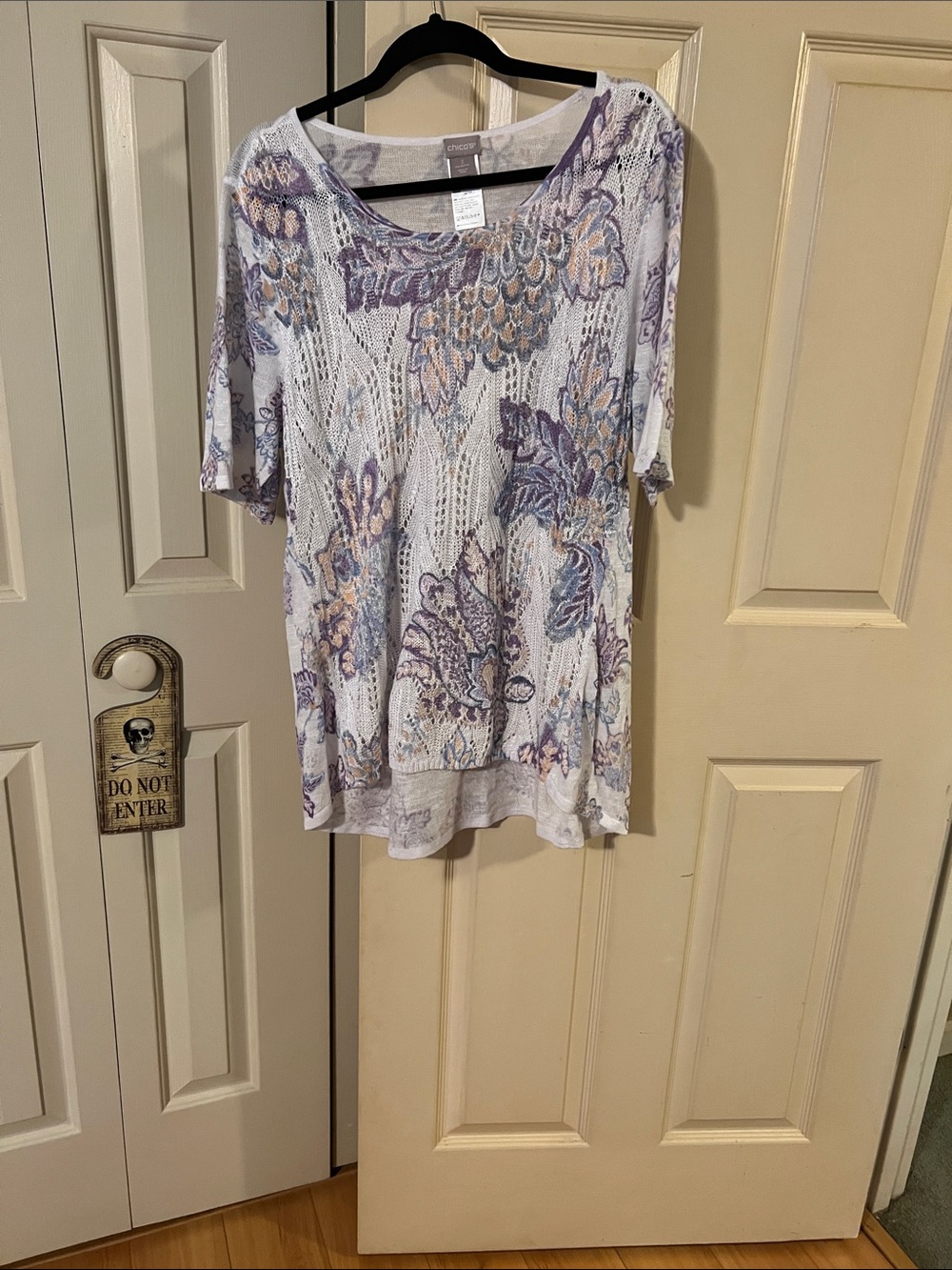 Chico's Lavender and Cream Floral Knit Tunic